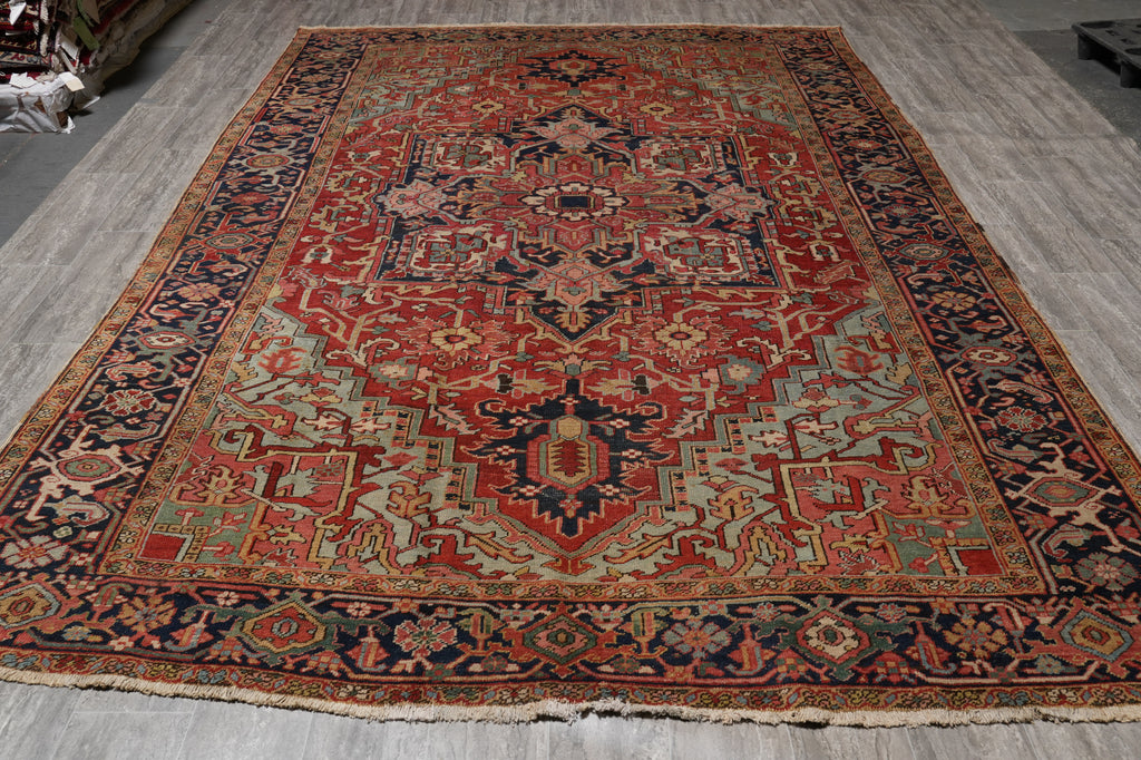 8 x 12 Antique Persian Heriz Serapi Rug #F-4598