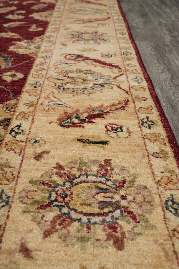 5 x 8 Natural BURGUNDY Wool Hand-Knotted Chobi Peshawar Rug - Pakistan #B-74063