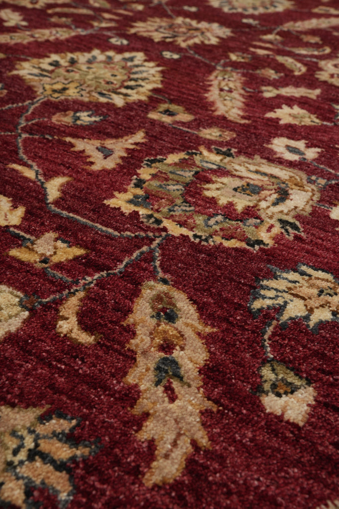 5 x 8 Natural BURGUNDY Wool Hand-Knotted Chobi Peshawar Rug - Pakistan #B-74063