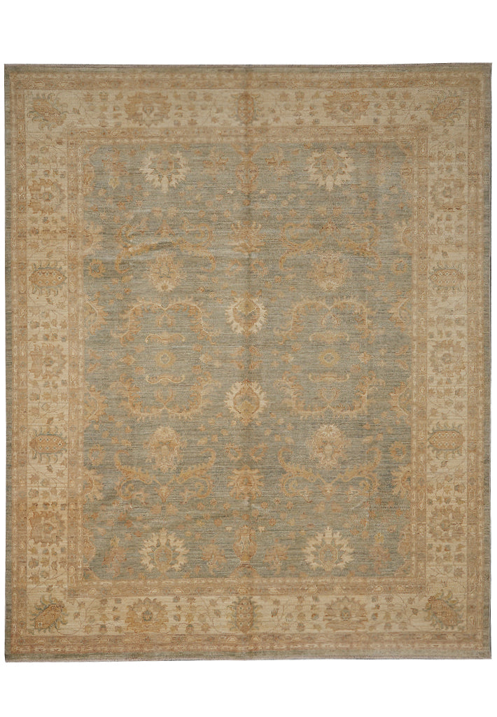 8 x 9.7 Light Green Chobi Peshawar Rug #F-4377