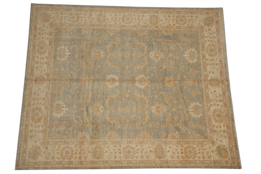 8 x 9.7 Light Green Chobi Peshawar Rug #F-4377