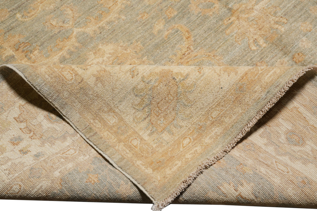 8 x 9.7 Light Green Chobi Peshawar Rug #F-4377