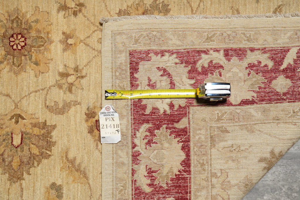 5.7 x 7 5 x 7 Natural Wool Hand-Knotted Chobi Peshawar Ziegler Rug - Pakistan - Pakistan #PIX-21418