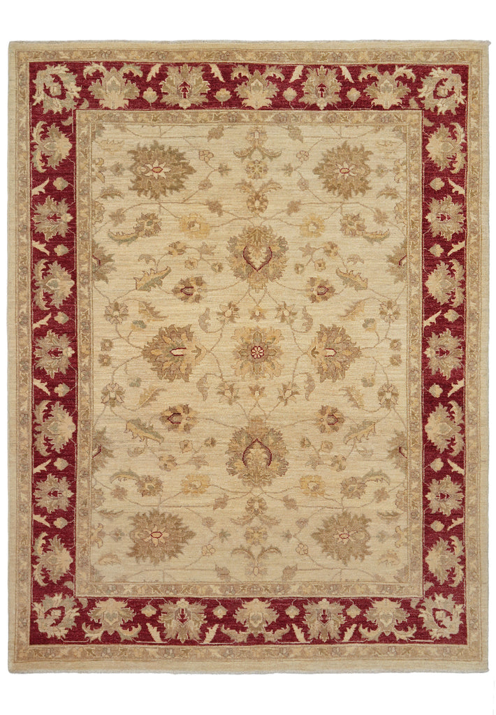 5.7 x 7 5 x 7 Natural Wool Hand-Knotted Chobi Peshawar Ziegler Rug - Pakistan - Pakistan #PIX-21418
