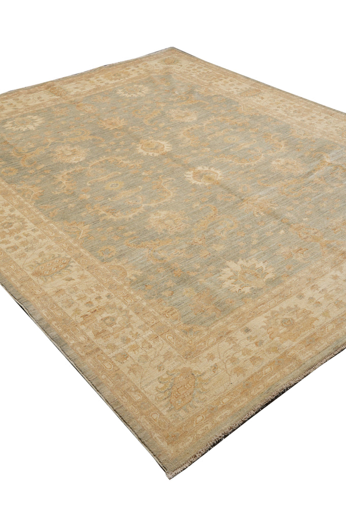 8 x 9.7 Light Green Chobi Peshawar Rug #F-4377