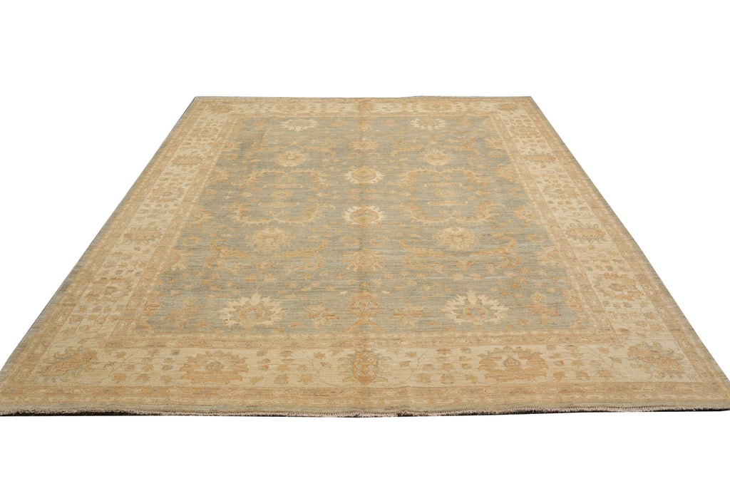 8 x 9.7 Light Green Chobi Peshawar Rug #F-4377