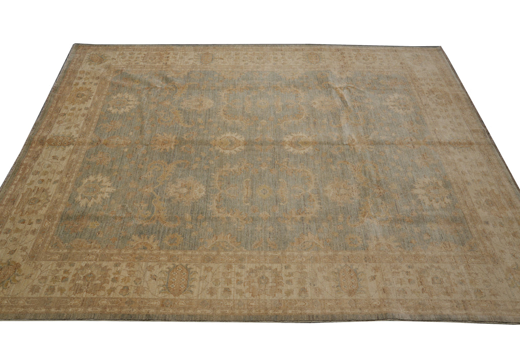 8 x 9.7 Light Green Chobi Peshawar Rug #F-4377