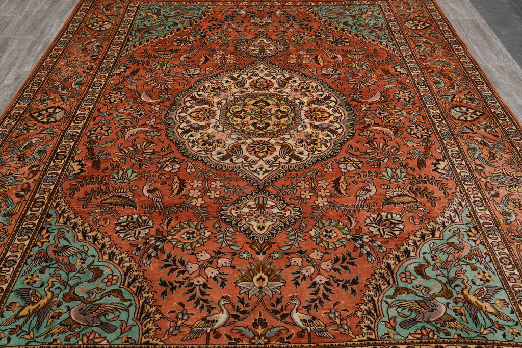 8.2 x 11.2 Authentic Persian Tabriz Rug SIGNED IRAN PARADISE BIRDS Rug #B-80787