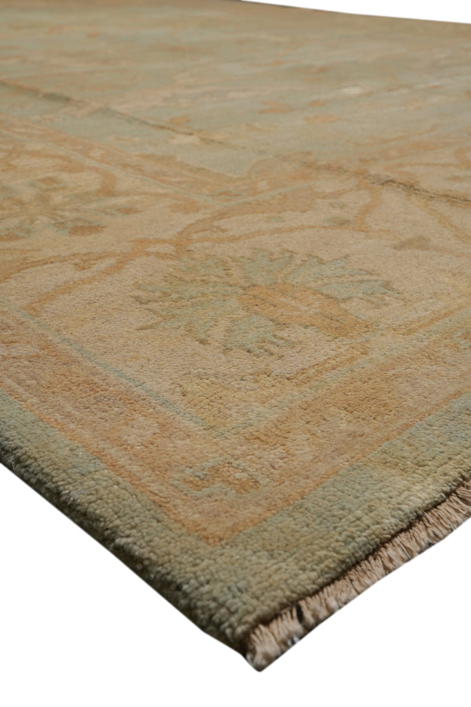 8.3 x 9.9 Chobi Peshawar Rug Warm Colors Light Blue Brown New Oushak #F-4378