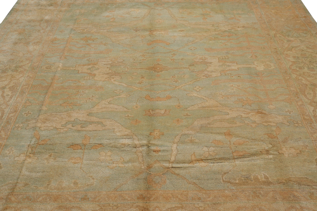 8.3 x 9.9 Chobi Peshawar Rug Warm Colors Light Blue Brown New Oushak #F-4378