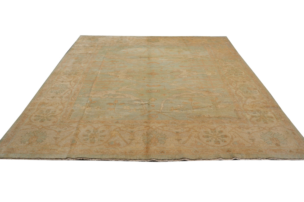 8.3 x 9.9 Chobi Peshawar Rug Warm Colors Light Blue Brown New Oushak #F-4378