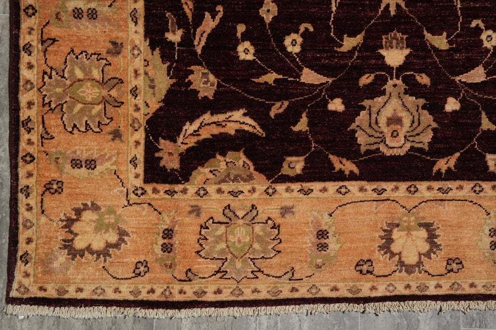 5 x 6.8 Brown Chobi Peshawar Handmade Rug #PIX-9782