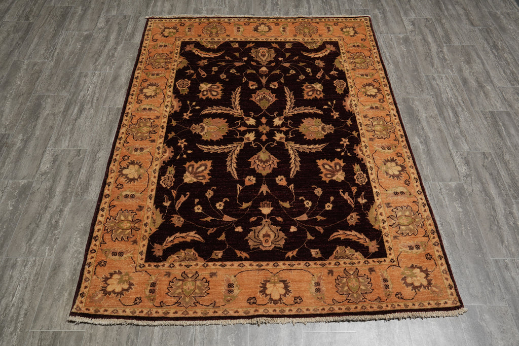 5 x 6.8 Brown Chobi Peshawar Handmade Rug #PIX-9782