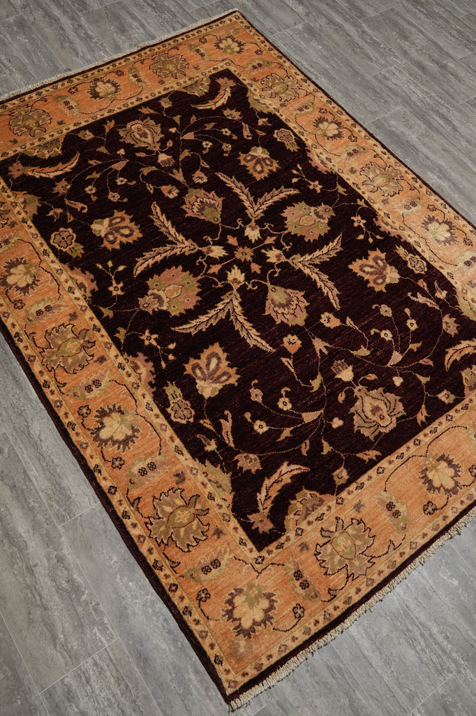 5 x 6.8 Brown Chobi Peshawar Handmade Rug #PIX-9782