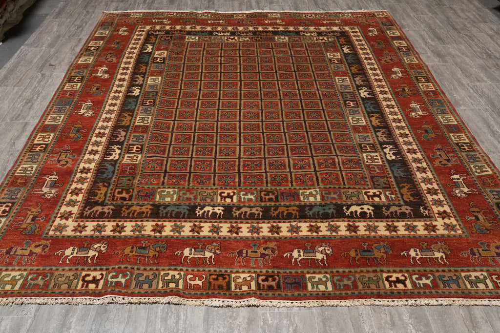 8 x 9.9 Tribal Bakhtiar Horse Handmade Rug #F-4602