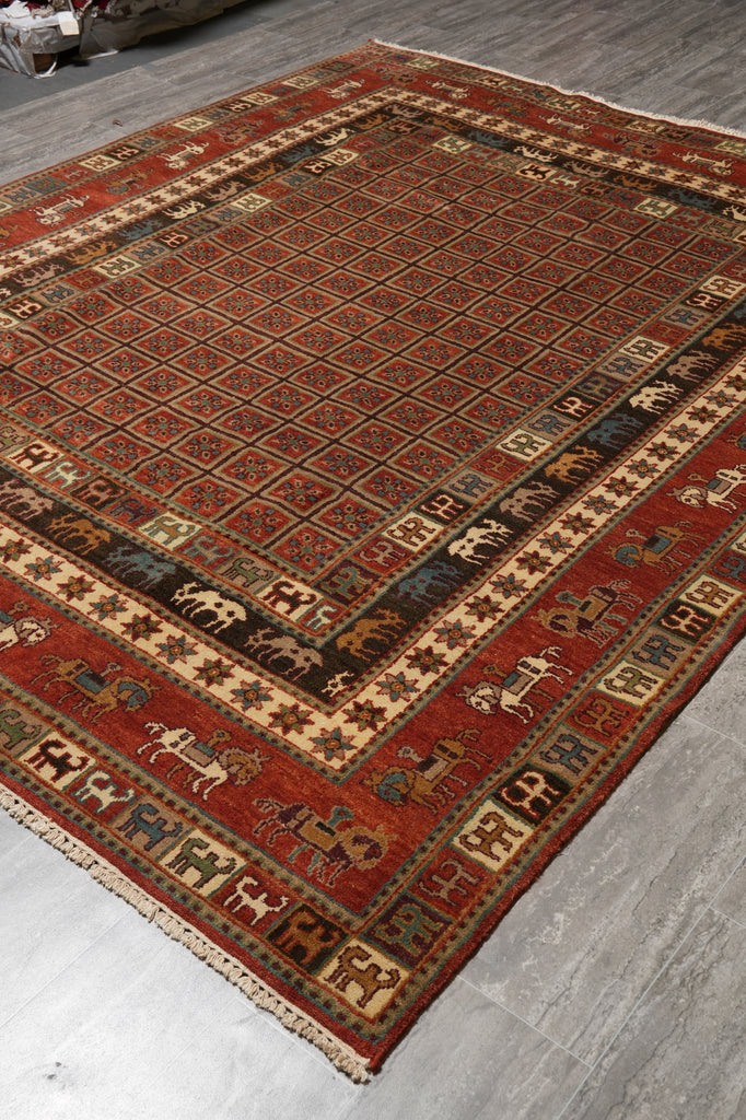 8 x 9.9 Tribal Bakhtiar Horse Handmade Rug #F-4602