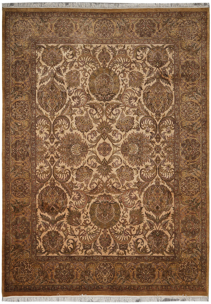 9 x 12 Beige Hand-Knotted Gold Jaipur Rug