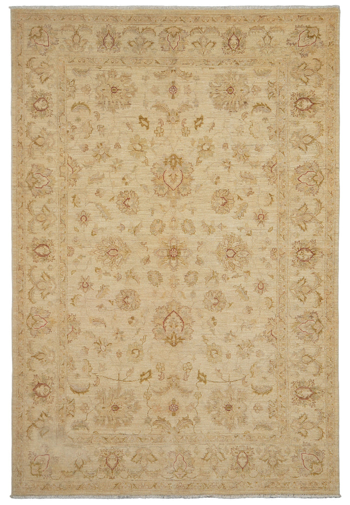 5.5 x 7.9 Natural Wool Vegetable Dyed Chobi Peshawar Handmade Rug - Pakistan #PIX-26252