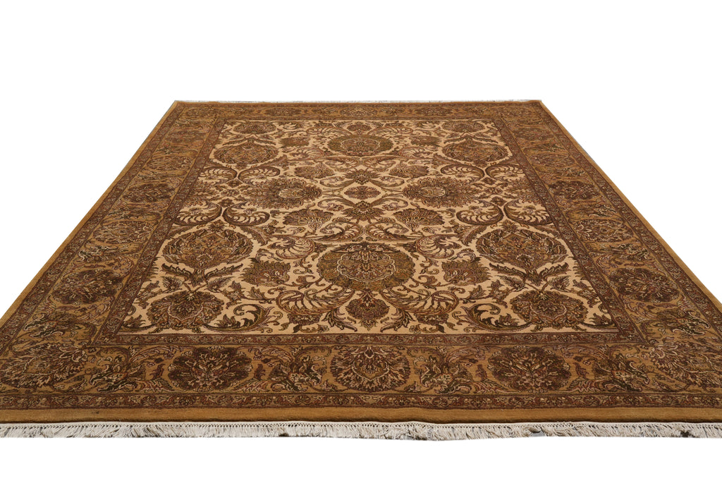 9 x 12 Beige Hand-Knotted Gold Jaipur Rug