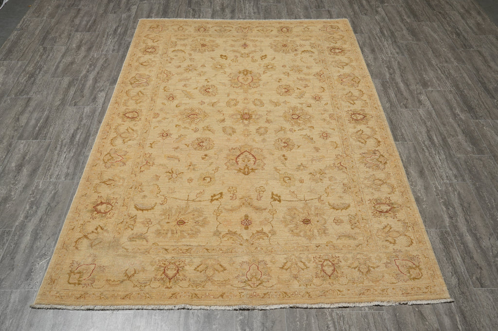 5.5 x 7.9 Natural Wool Vegetable Dyed Chobi Peshawar Handmade Rug - Pakistan #PIX-26252