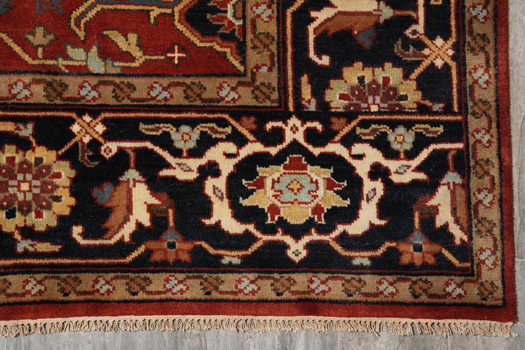 9 x 12 New Handmade Quality Wool Rug Rust Black #F-4605