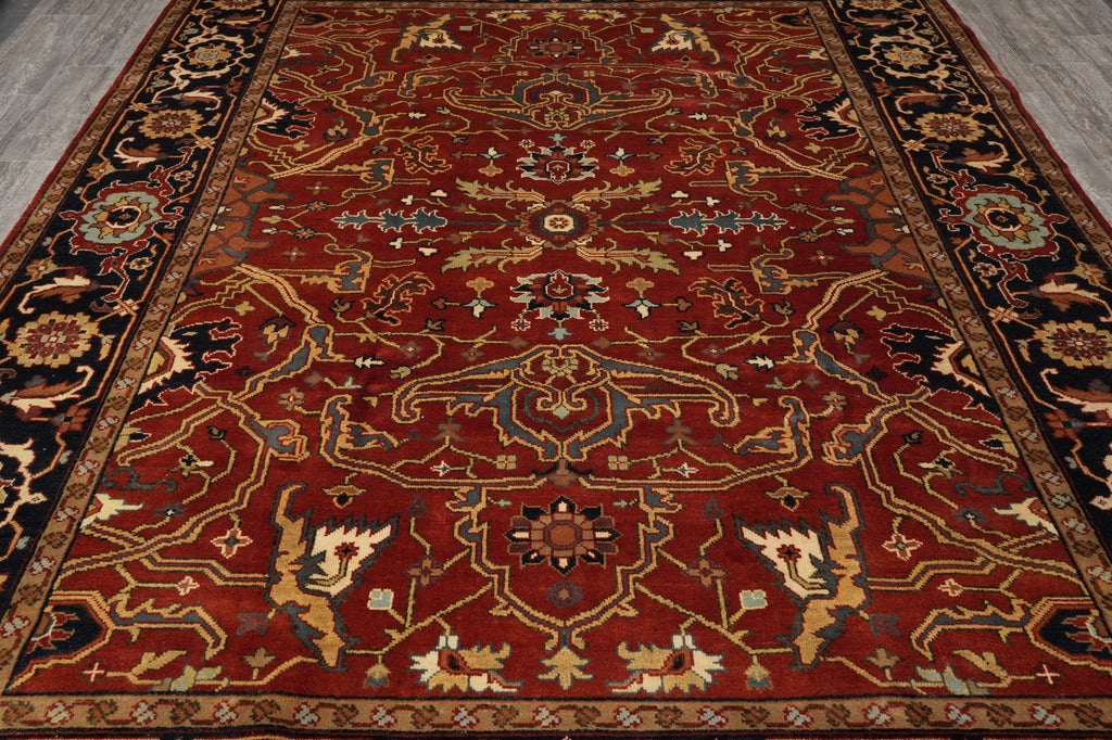9 x 12 New Handmade Quality Wool Rug Rust Black #F-4605