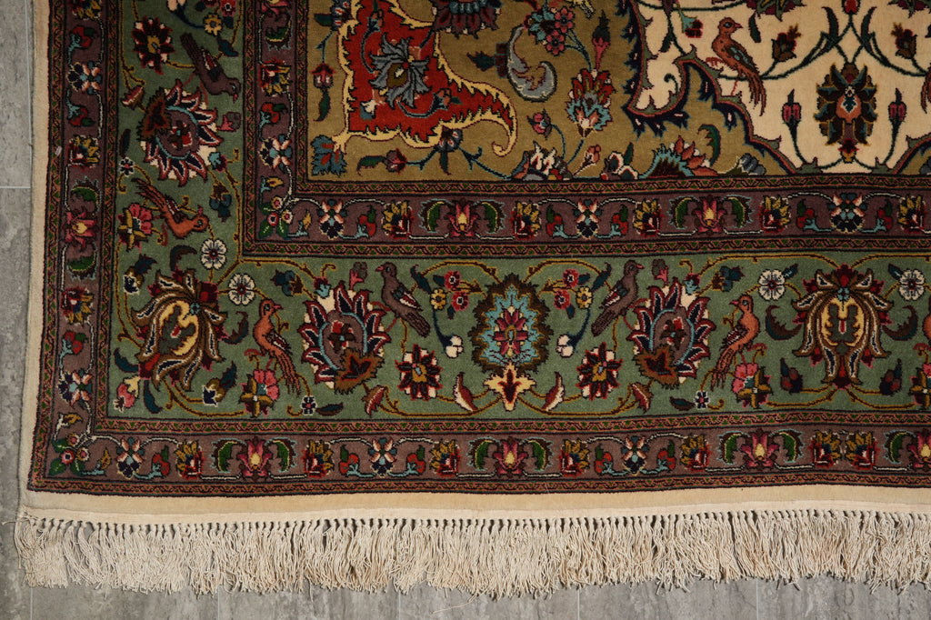 6 x 9.8 High Quality Authentic Persian Tabriz Rug Handmade Iran Wool and Silk 400 KPSI #PIX-18146