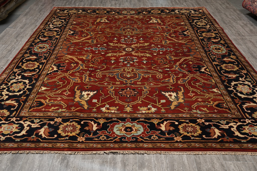 9 x 12 New Handmade Quality Wool Rug Rust Black #F-4605