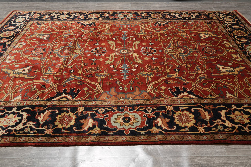 9 x 12 New Handmade Quality Wool Rug Rust Black #F-4605