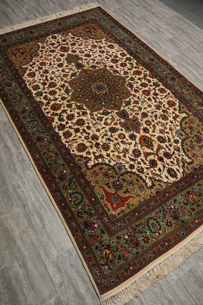 6 x 9.8 High Quality Authentic Persian Tabriz Rug Handmade Iran Wool and Silk 400 KPSI #PIX-18146