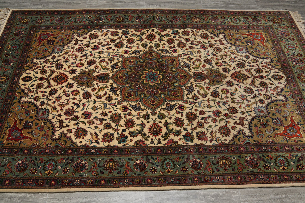 6 x 9.8 High Quality Authentic Persian Tabriz Rug Handmade Iran Wool and Silk 400 KPSI #PIX-18146