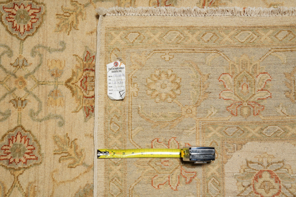 5.8 x 8 Handmade Rug Natural Wool Chobi Peshawar Beige Light Green -Pakistan #PIX-16666