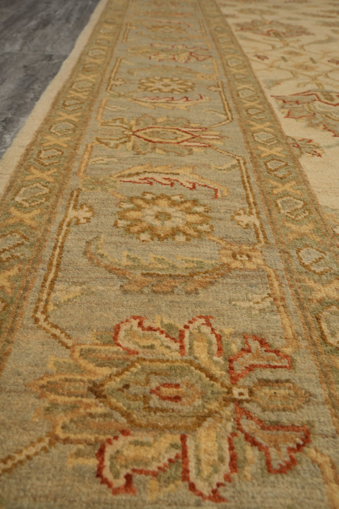 5.8 x 8 Handmade Rug Natural Wool Chobi Peshawar Beige Light Green -Pakistan #PIX-16666