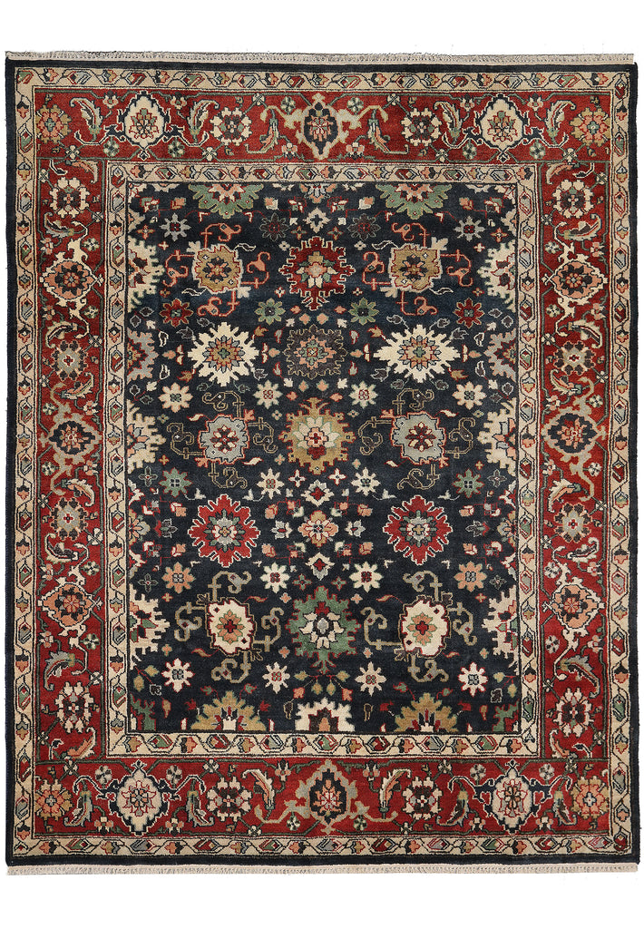 8 x 10 New Handmade Mahal Rug Black Blue