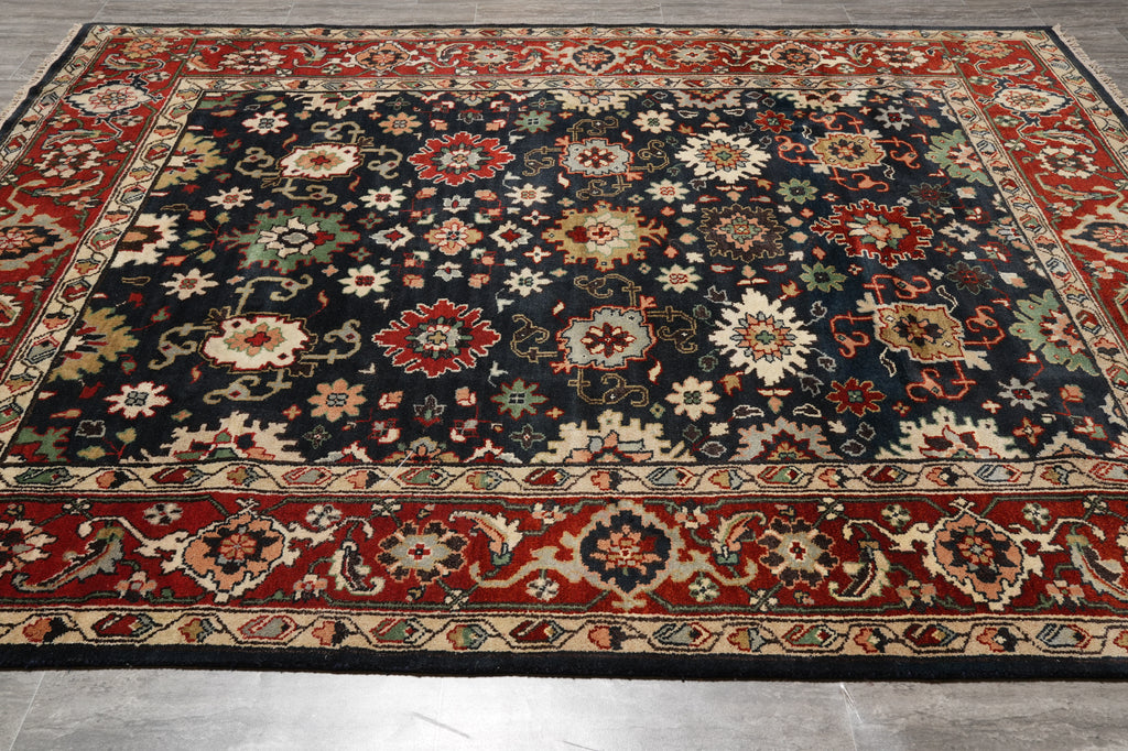8 x 10 New Handmade Mahal Rug Black Blue #F-4608