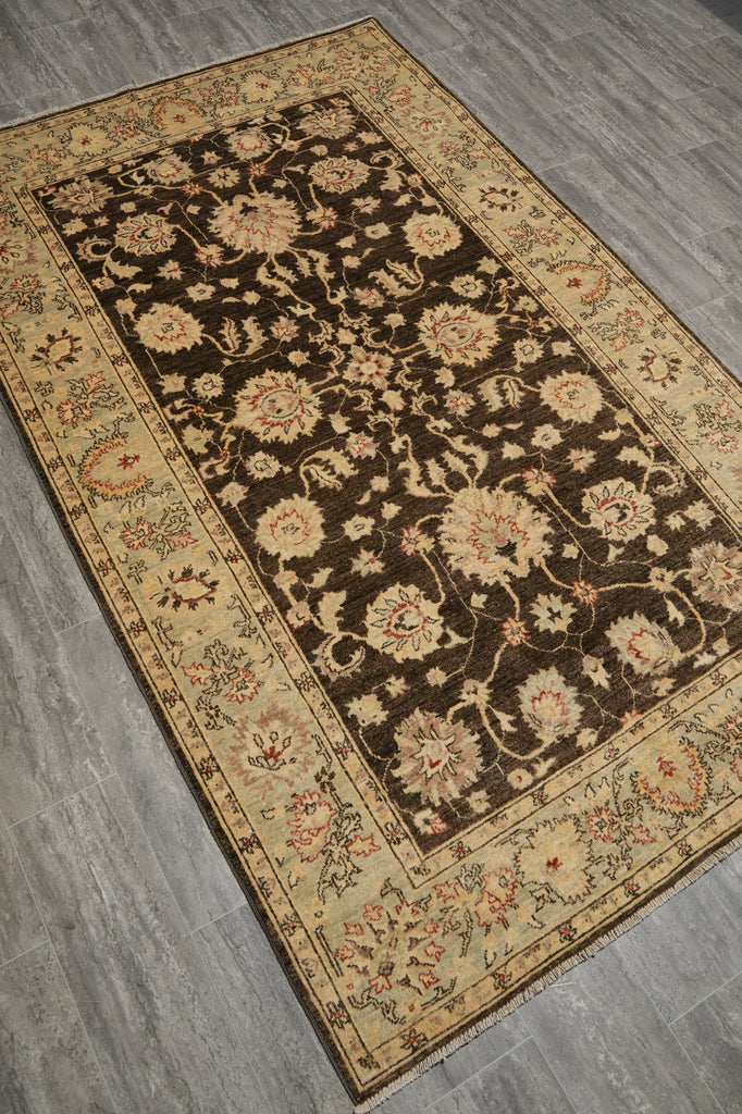 5 x 8 Chobi Forest Green Peshawar Rug - Pakistan #PIX-21415