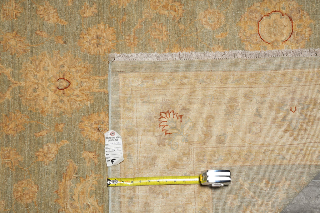 6 x 9 SAGE GREEN Natural Wool Hand-Knotted Chobi Peshawar Rug - Pakistan#PIX-18097