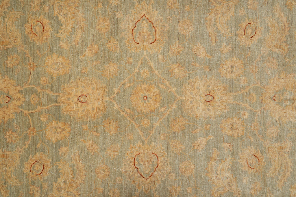 6 x 9 SAGE GREEN Natural Wool Hand-Knotted Chobi Peshawar Rug - Pakistan#PIX-18097