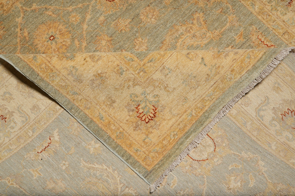 6 x 9 SAGE GREEN Natural Wool Hand-Knotted Chobi Peshawar Rug - Pakistan#PIX-18097