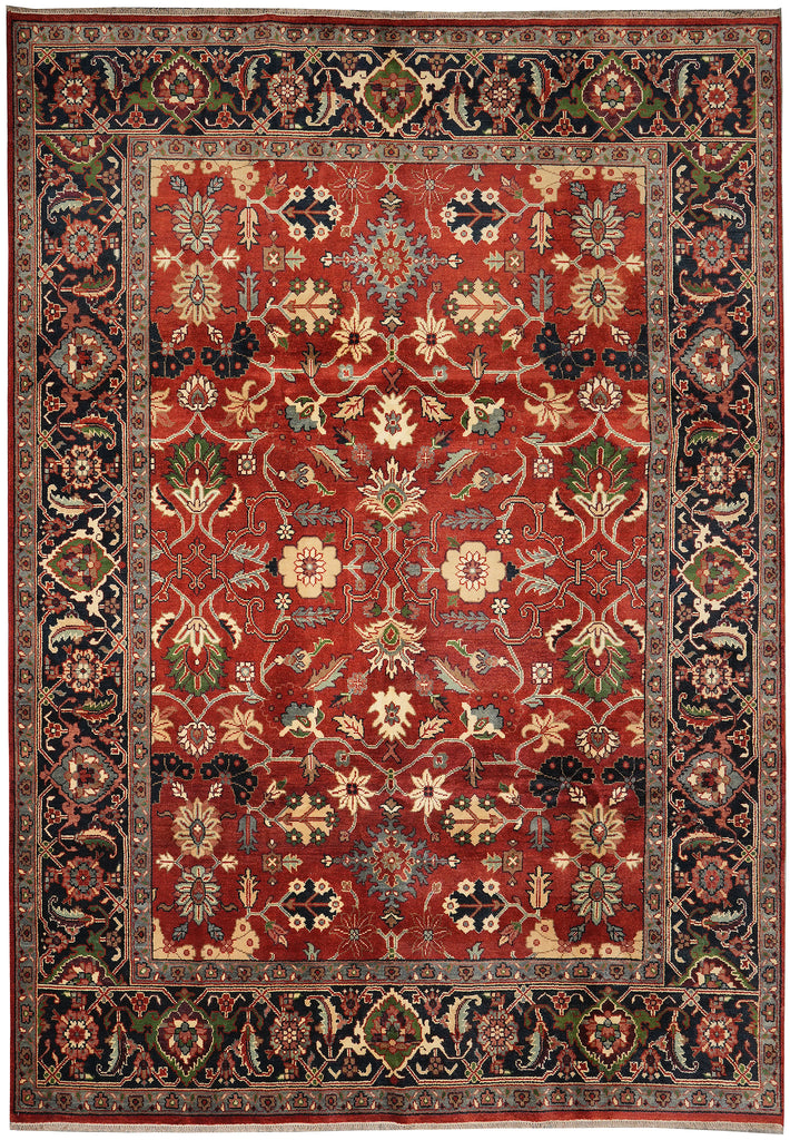 10 x 14 Quality Wool Handmade Rug Rust Black