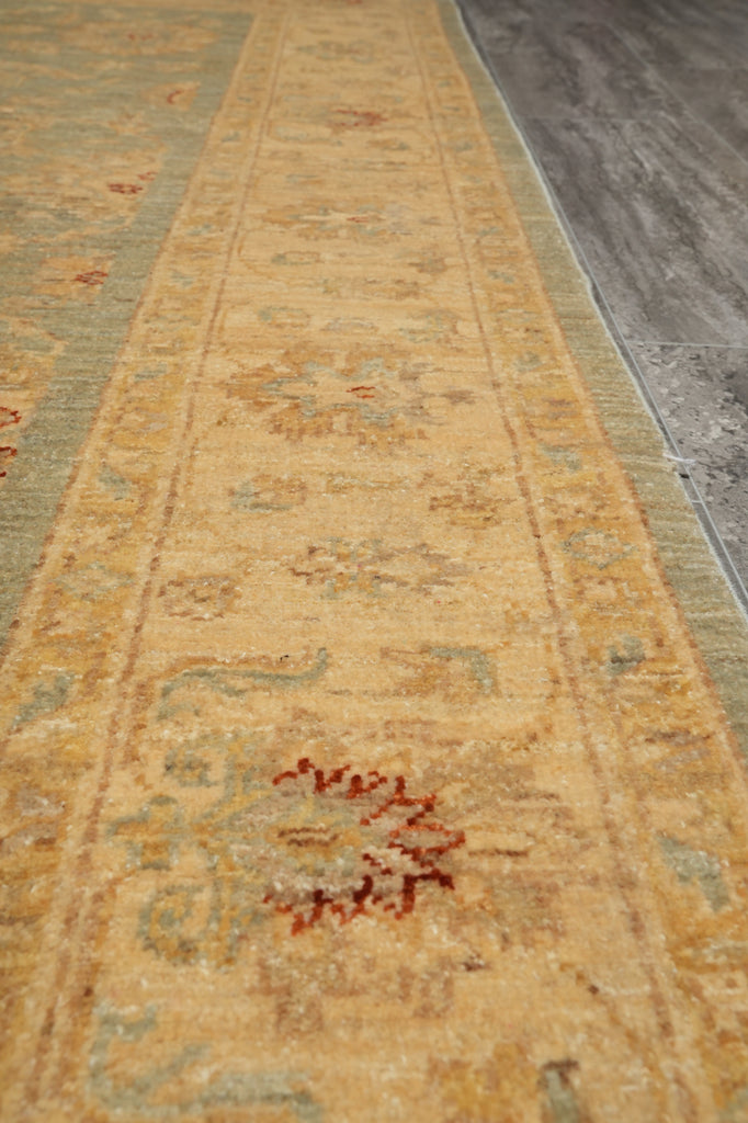 6 x 9 SAGE GREEN Natural Wool Hand-Knotted Chobi Peshawar Rug - Pakistan#PIX-18097
