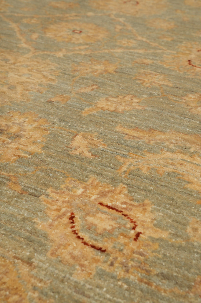 6 x 9 SAGE GREEN Natural Wool Hand-Knotted Chobi Peshawar Rug - Pakistan#PIX-18097