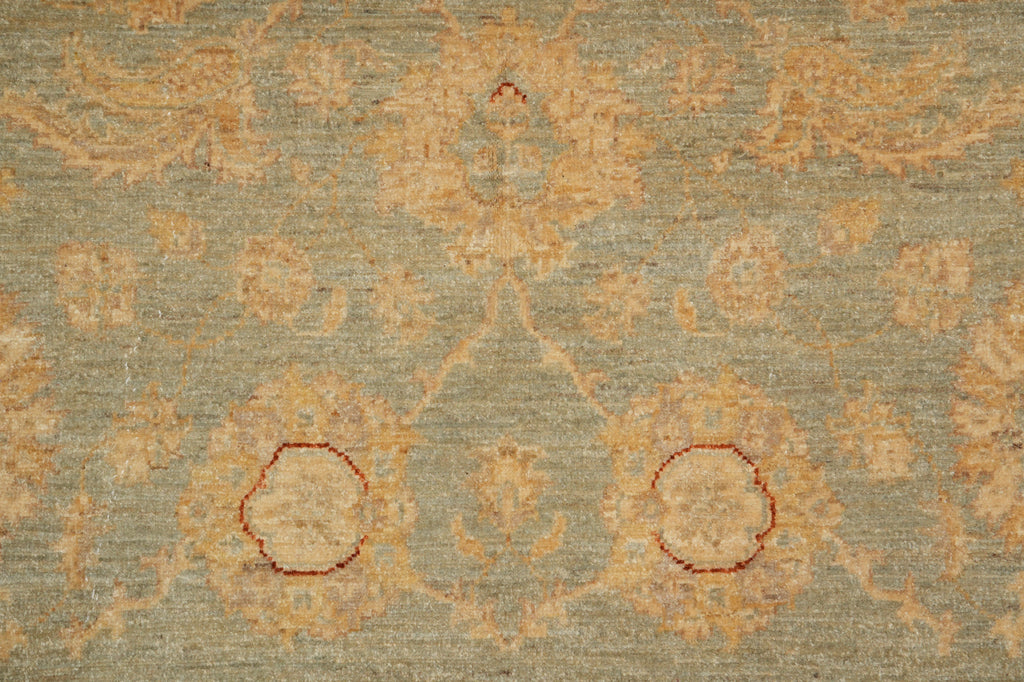 6 x 9 SAGE GREEN Natural Wool Hand-Knotted Chobi Peshawar Rug - Pakistan#PIX-18097