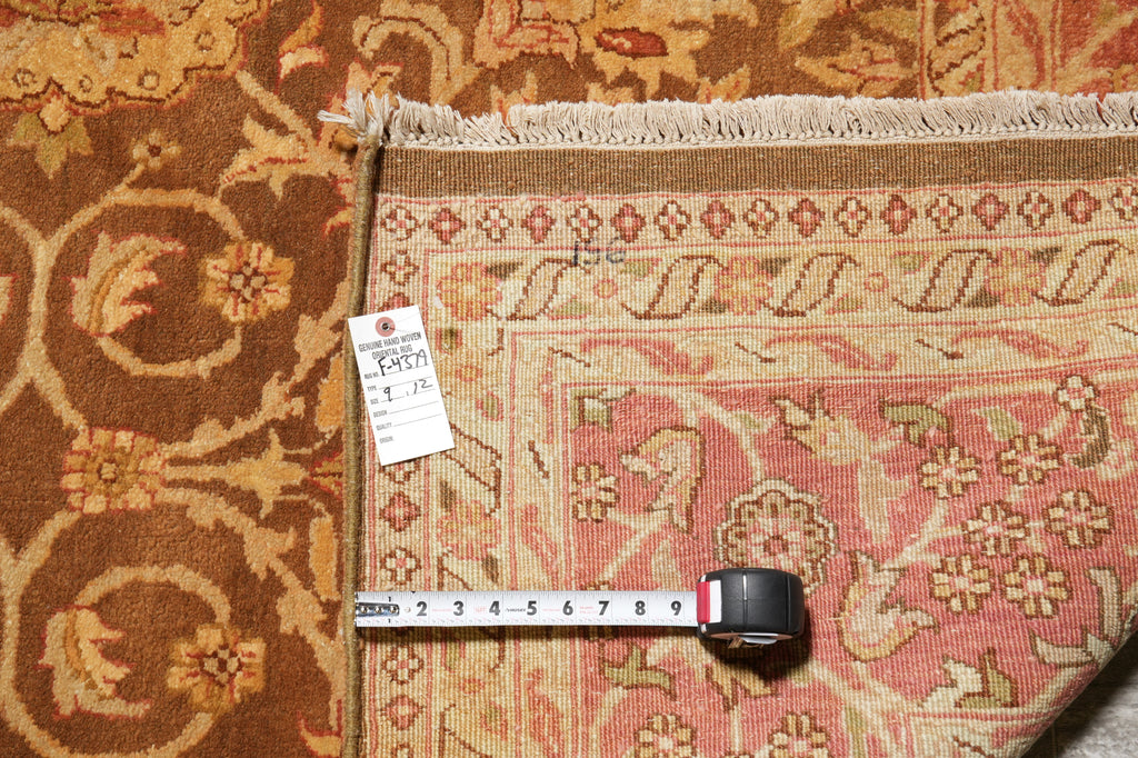 9 x 12 Unique Hand-knotted Quality Rug Natural Wool Brown Rust #F-4379