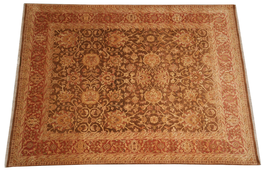 9 x 12 Unique Hand-knotted Quality Rug Natural Wool Brown Rust #F-4379
