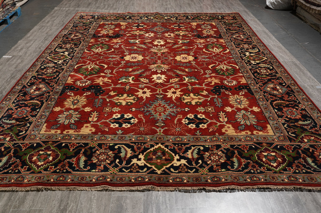 10 x 14 Quality Wool Handmade Rug Rust Black #F-4610