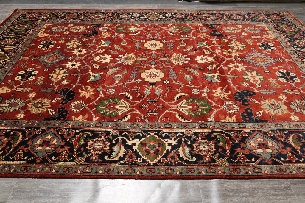 10 x 14 Quality Wool Handmade Rug Rust Black #F-4610