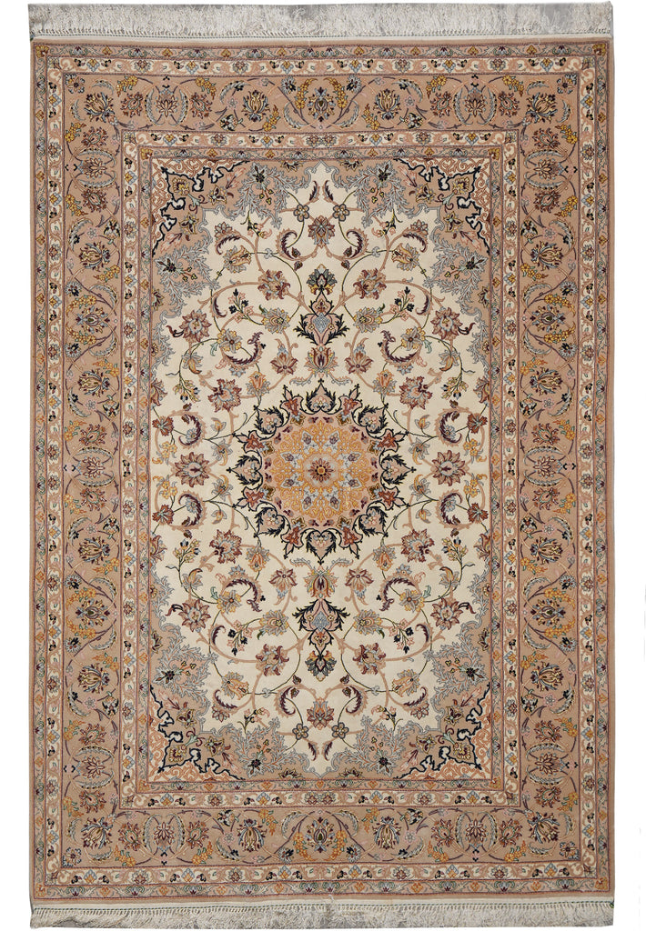 5 x 7.4 High Quality Authentic Persian Esfahan Rug Iran
