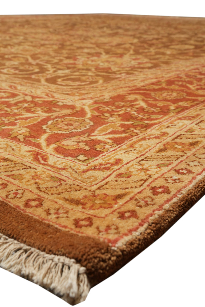 9 x 12 Unique Hand-knotted Quality Rug Natural Wool Brown Rust #F-4379