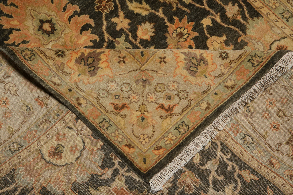 5.7 x 8.4 Vegetable Dyed Rug Natural Wool Handmade Ziegler Chobi Peshawar Rug DARK HANNAH GREEN - India #PIX-17997